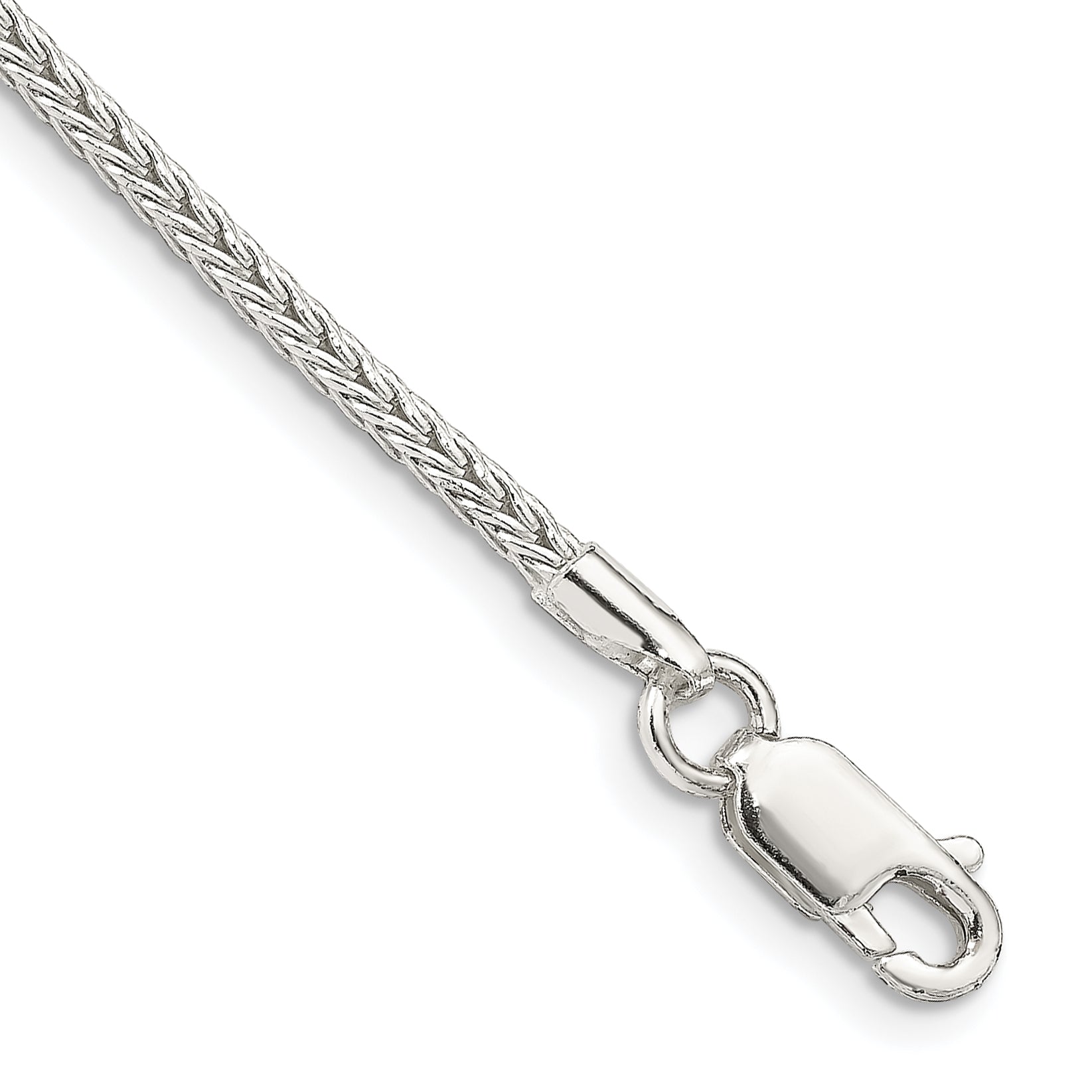 8 Inch Sterling Silver 2mm Diamond-Cut Round Franco Chain Bracelet