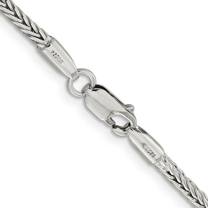 16 Inch Sterling Silver 2.5mm Diamond-Cut Round Franco Chain Necklace