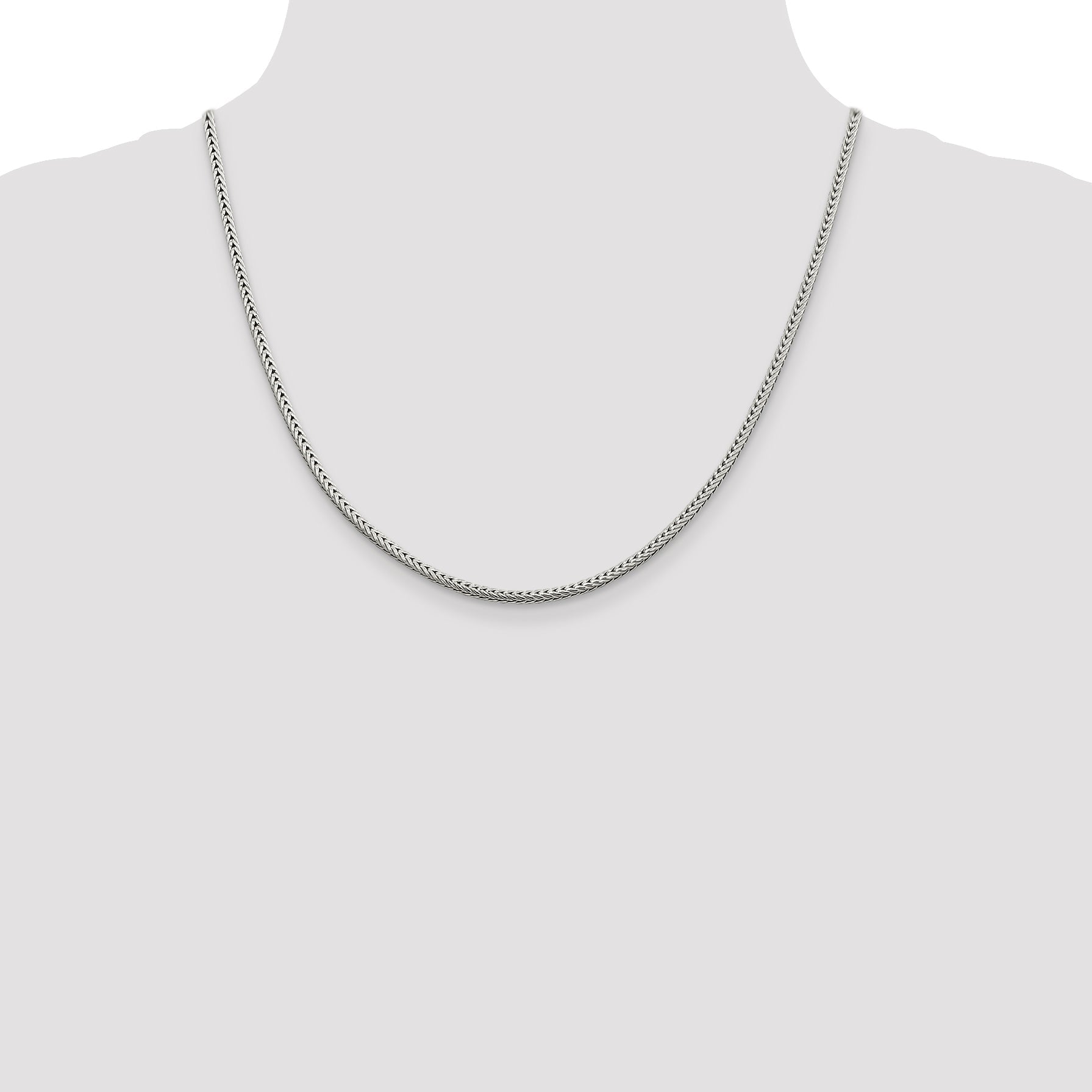 20 Inch Sterling Silver 2.5mm Diamond-Cut Round Franco Chain Necklace