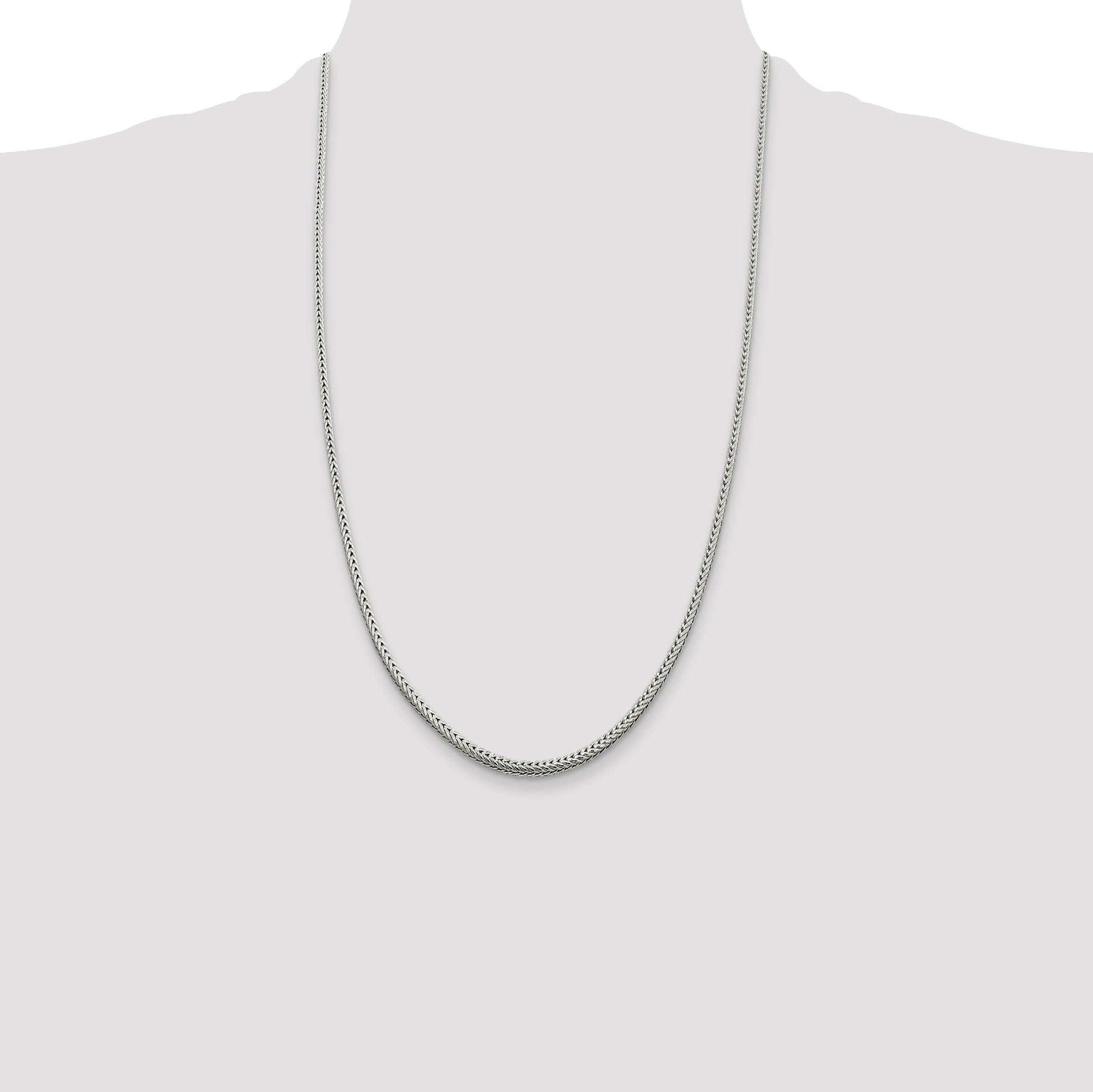 26 Inch Sterling Silver 2.5mm Diamond-Cut Round Franco Chain Necklace