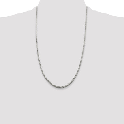 26 Inch Sterling Silver 2.5mm Diamond-Cut Round Franco Chain Necklace