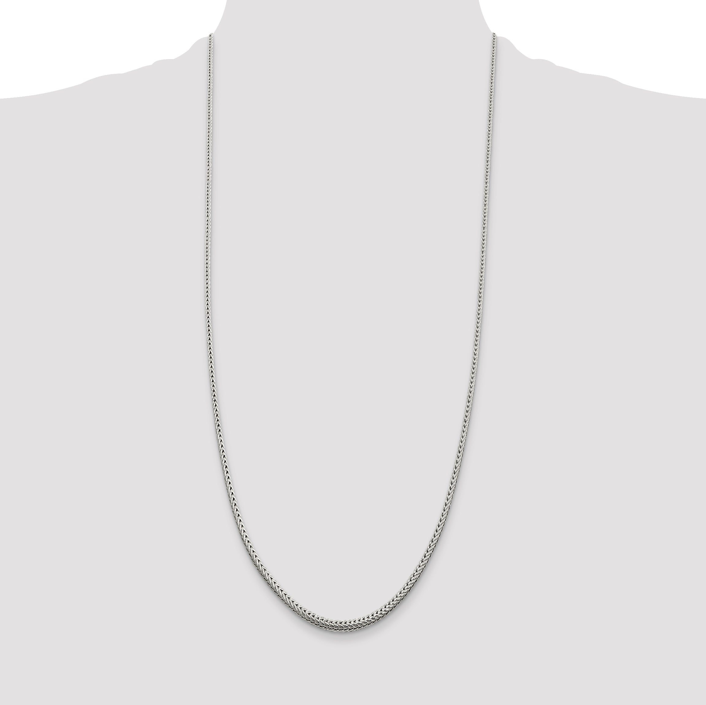 30 Inch Sterling Silver 2.5mm Diamond-Cut Round Franco Chain Necklace