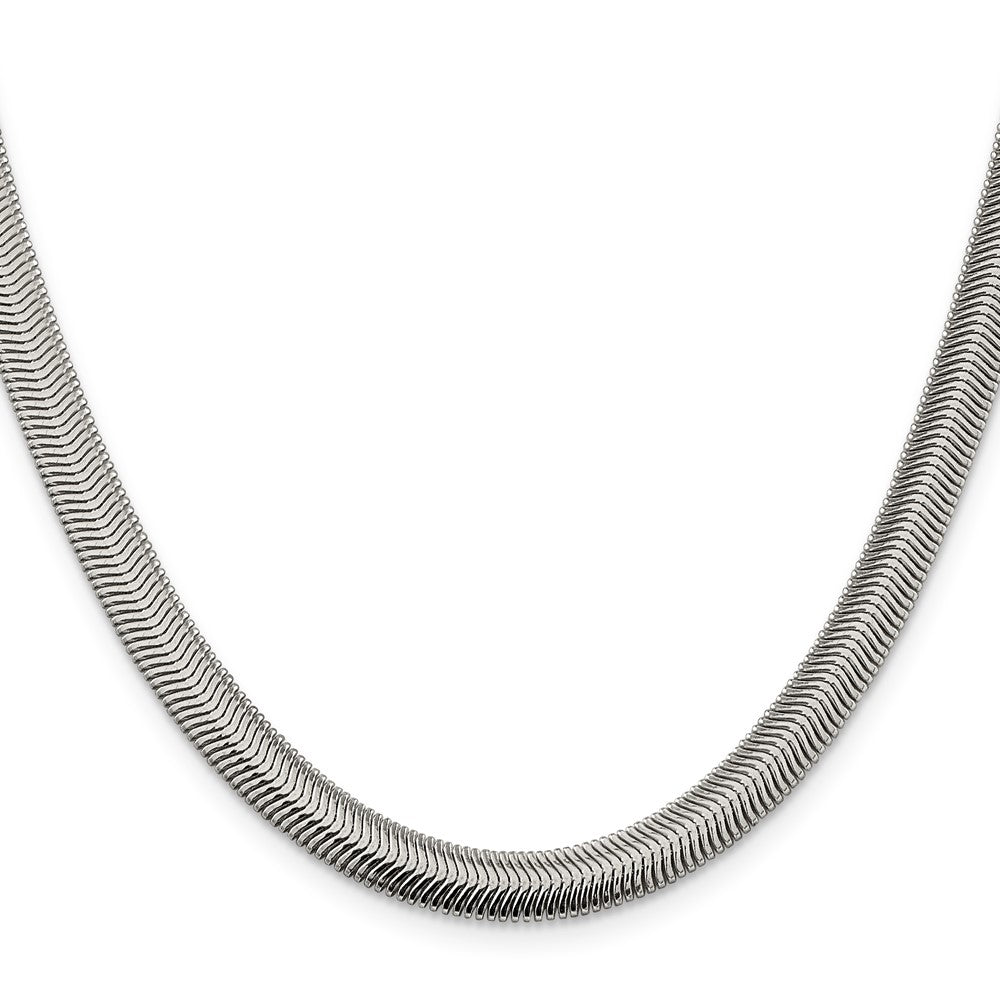 18 Inch Sterling Silver 6.25mm Flat Oval Snake Chain Necklace
