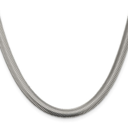 18 Inch Sterling Silver 6.25mm Flat Oval Snake Chain Necklace
