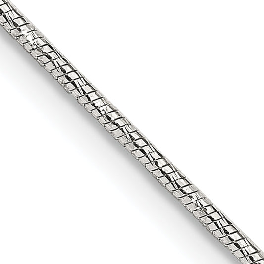 18 Inch Sterling Silver 1.25mm Diamond-Cut Snake Chain Necklace