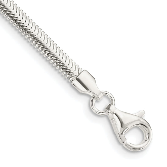 8 Inch Sterling Silver 3.3mm Flat Oval Snake Chain Bracelet