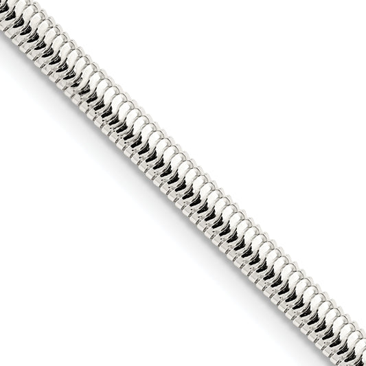 18 Inch Sterling Silver 3.5mm 6-Sided Oval Snake Chain Necklace
