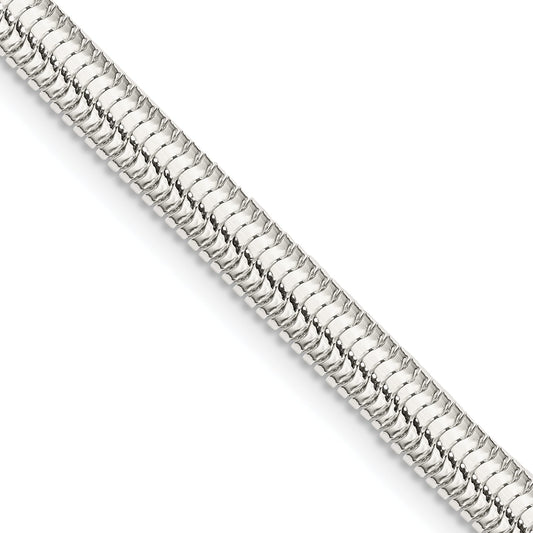 20 Inch Sterling Silver 5mm 6-Sided Oval Snake Chain Necklace