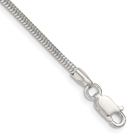7 Inch Sterling Silver 2mm Diamond-Cut Snake Chain Bracelet