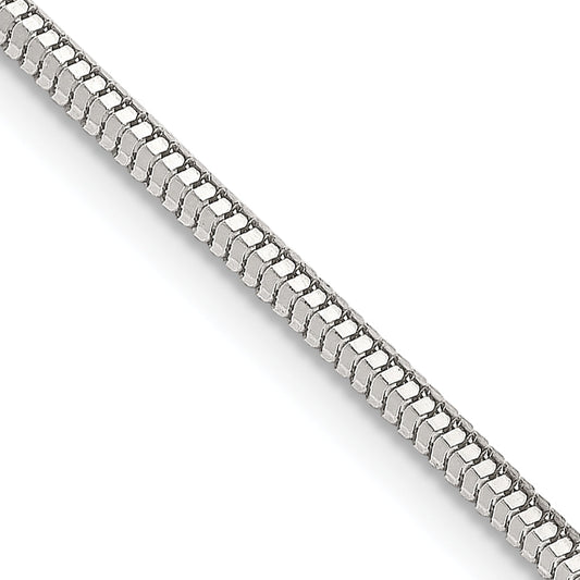 16 Inch Sterling Silver 2mm Diamond-Cut Snake Chain Necklace