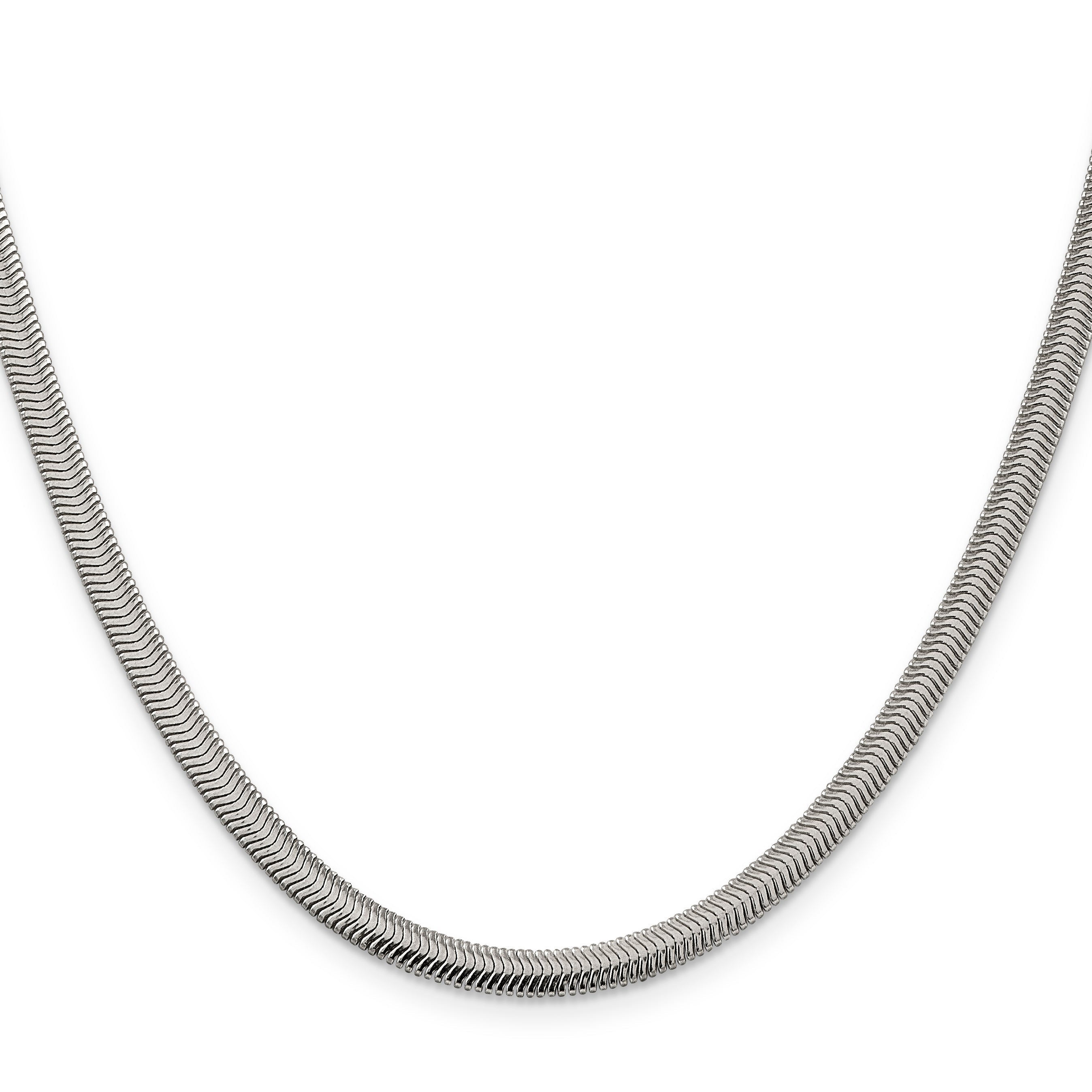 24 Inch Sterling Silver 4.2mm Flat Oval Snake Chain Necklace