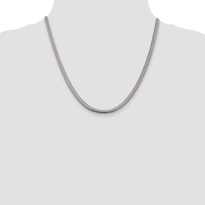 20 Inch Sterling Silver 4.2mm Flat Oval Snake Chain Necklace