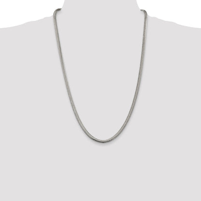 26 Inch Sterling Silver 4.2mm Flat Oval Snake Chain Necklace