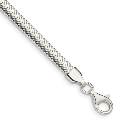 8 Inch Sterling Silver 4.2mm Flat Oval Snake Chain Bracelet
