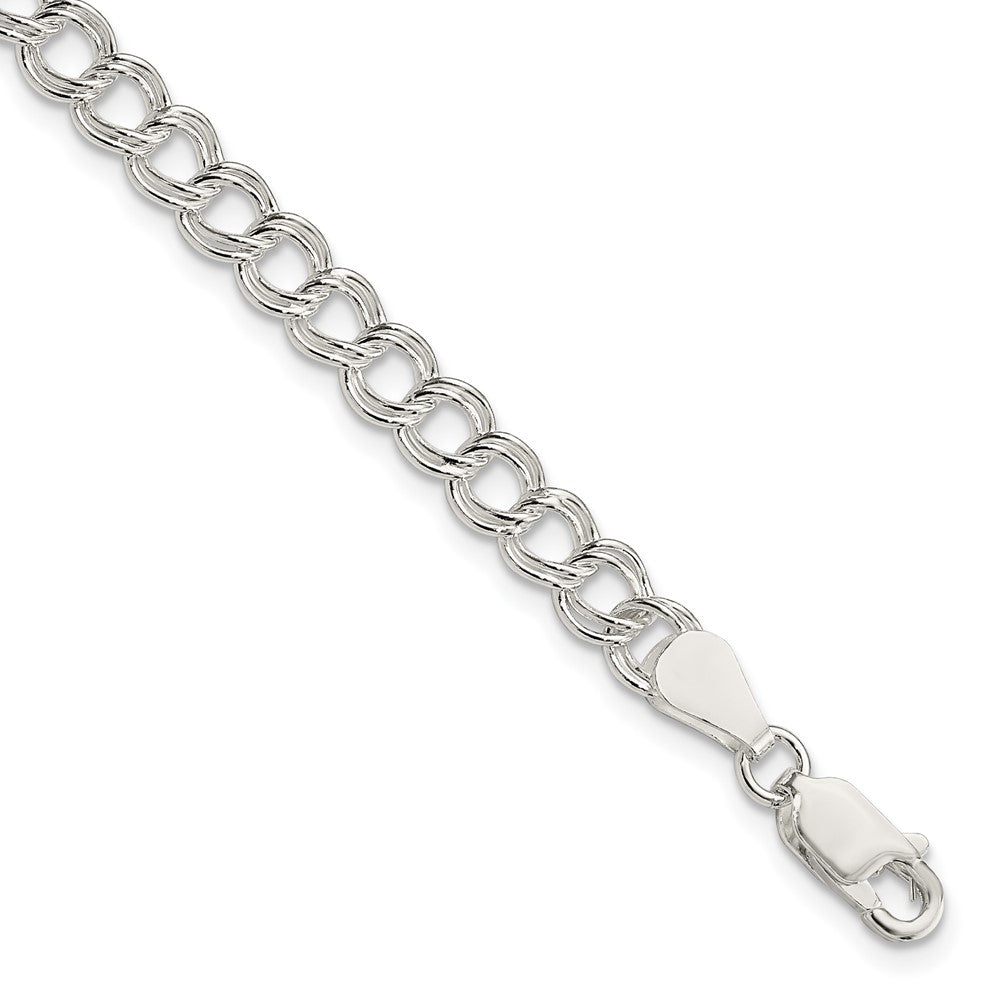6 Inch Sterling Silver 5.25mm Solid Double Link Charm Bracelet