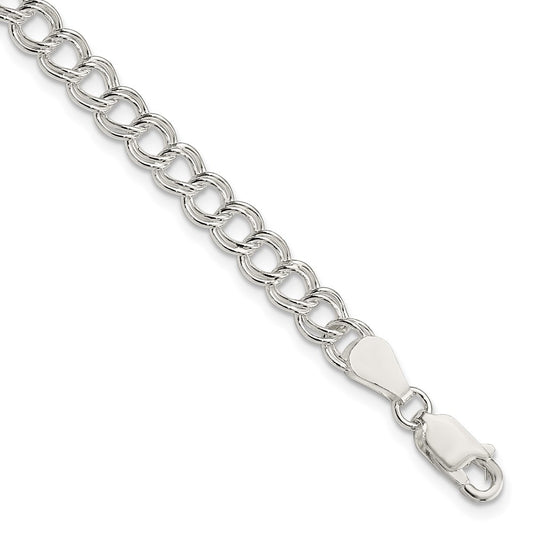 6 Inch Sterling Silver 5.25mm Solid Double Link Charm Bracelet