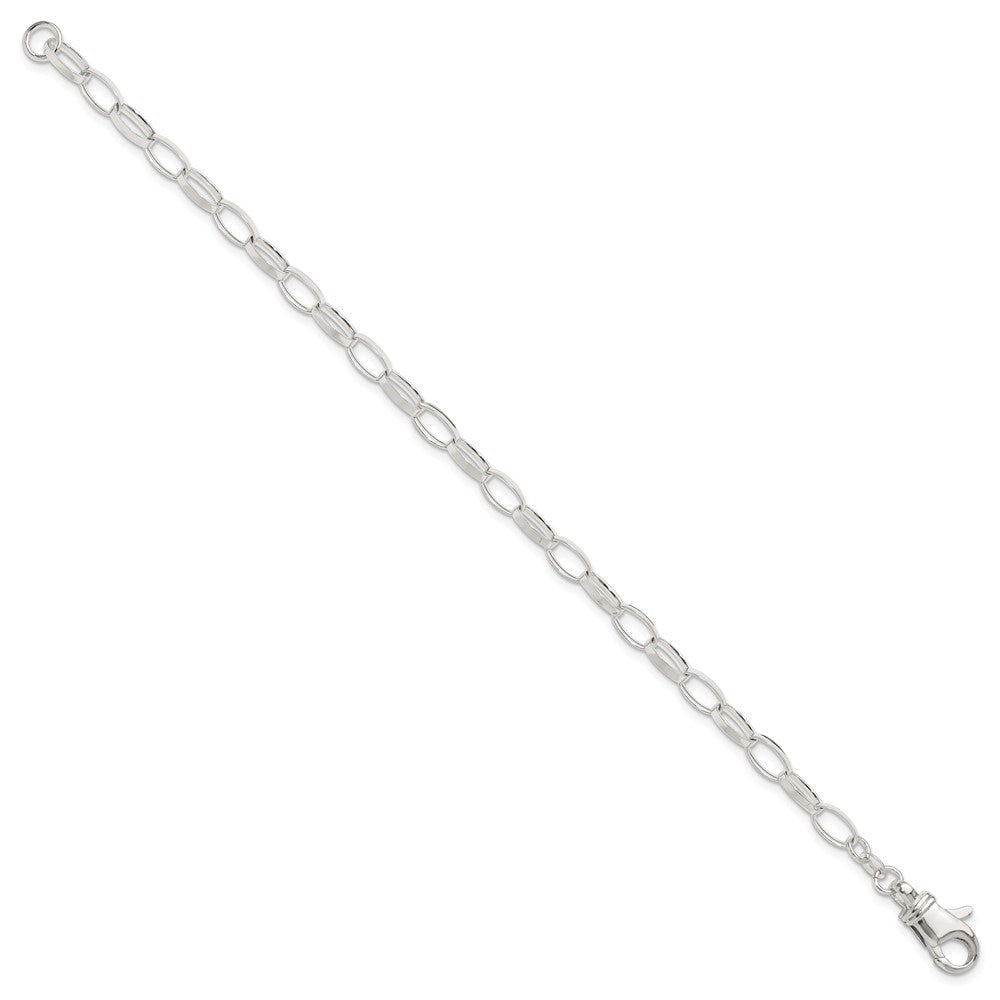 Sterling Silver 9Inch Solid Polished Fancy Link Anklet