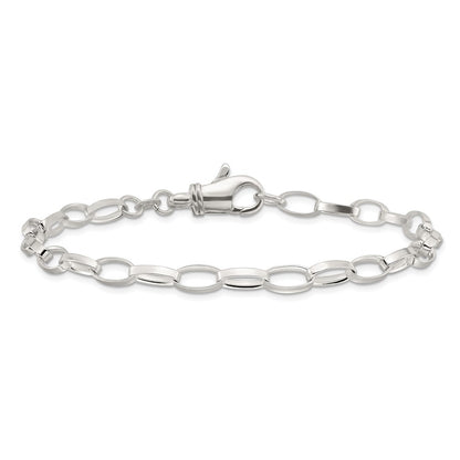 Sterling Silver 9Inch Solid Polished Fancy Link Anklet