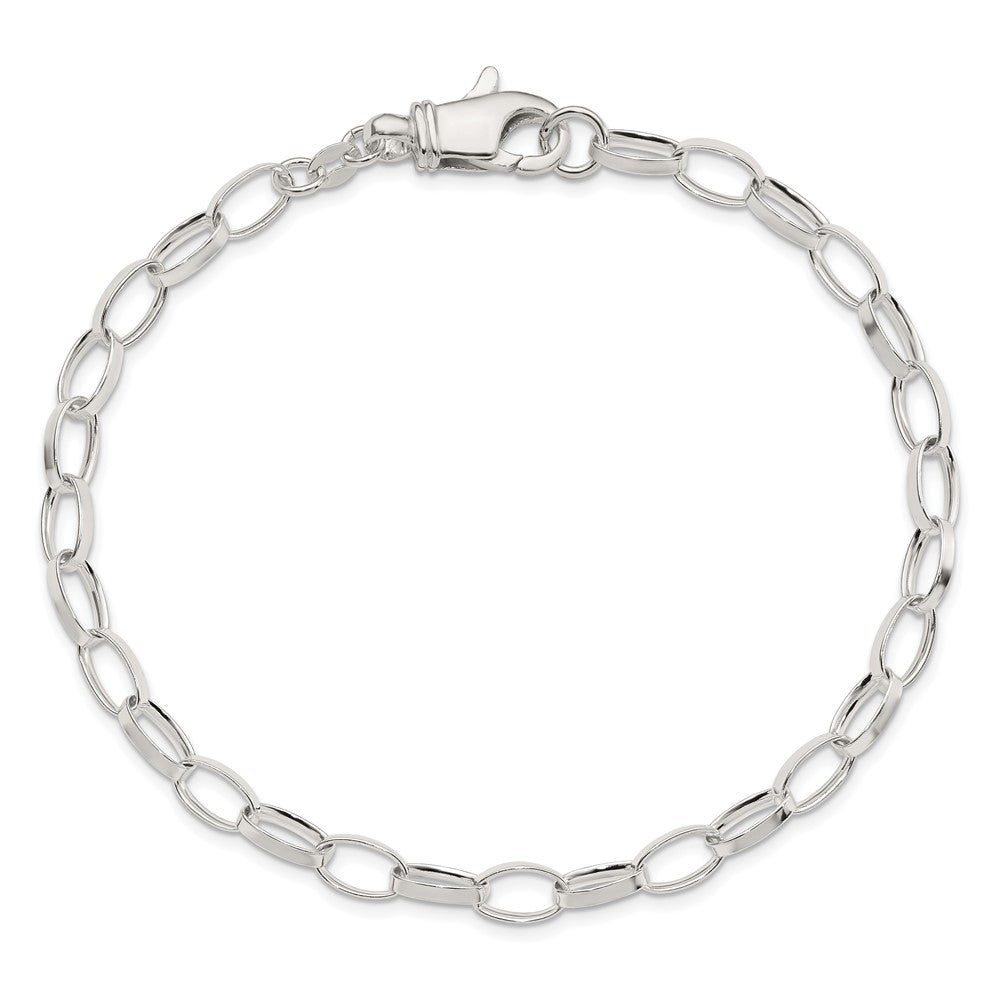 Sterling Silver 9Inch Solid Polished Fancy Link Anklet
