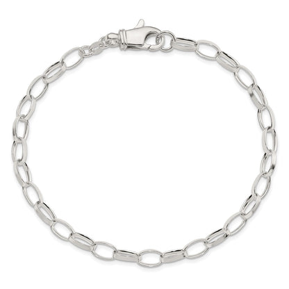 Sterling Silver 9Inch Solid Polished Fancy Link Anklet