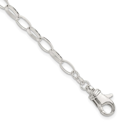 Sterling Silver 9Inch Solid Polished Fancy Link Anklet