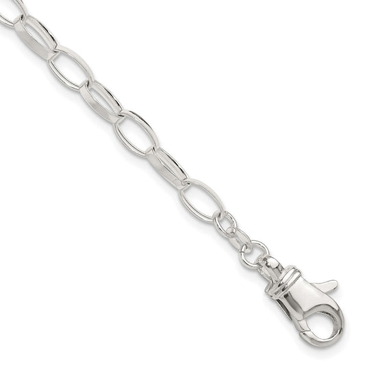 Sterling Silver 9Inch Solid Polished Fancy Link Anklet