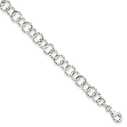 Sterling Silver 9Inch Polished Fancy Link Anklet