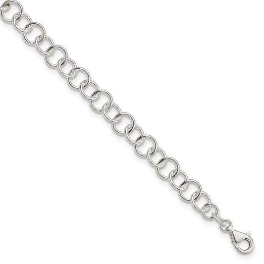Sterling Silver 9Inch Polished Fancy Link Anklet
