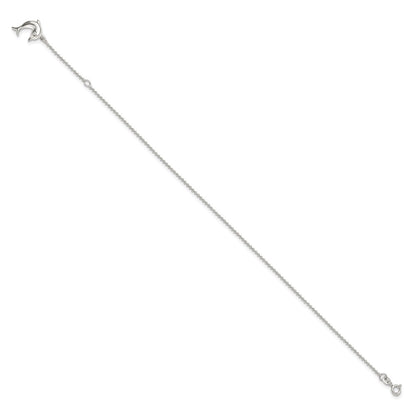 Sterling Silver 9In Plus 1In Ext Polished Dolphin Anklet