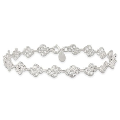 Sterling Silver 10Inch Fancy Polished Anklet