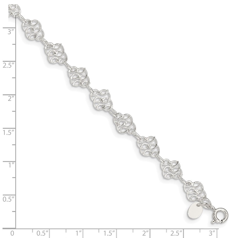 Sterling Silver 10Inch Fancy Polished Anklet
