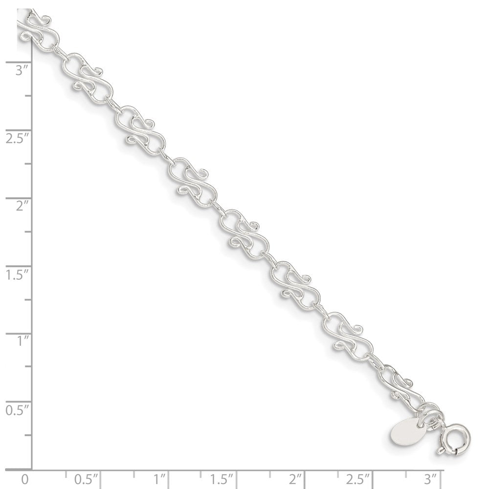 Sterling Silver 10Inch Fancy Polished Anklet