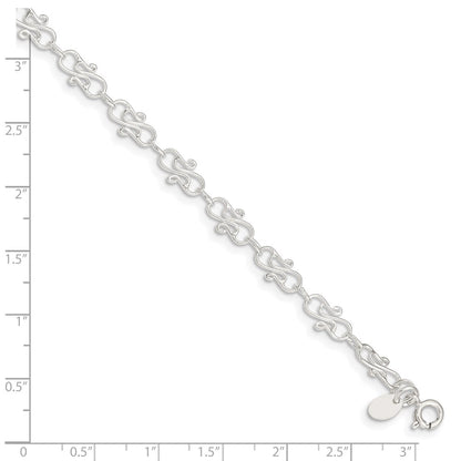 Sterling Silver 10Inch Fancy Polished Anklet