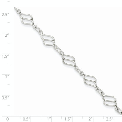 Sterling Silver 10Inch Fancy Polished Anklet