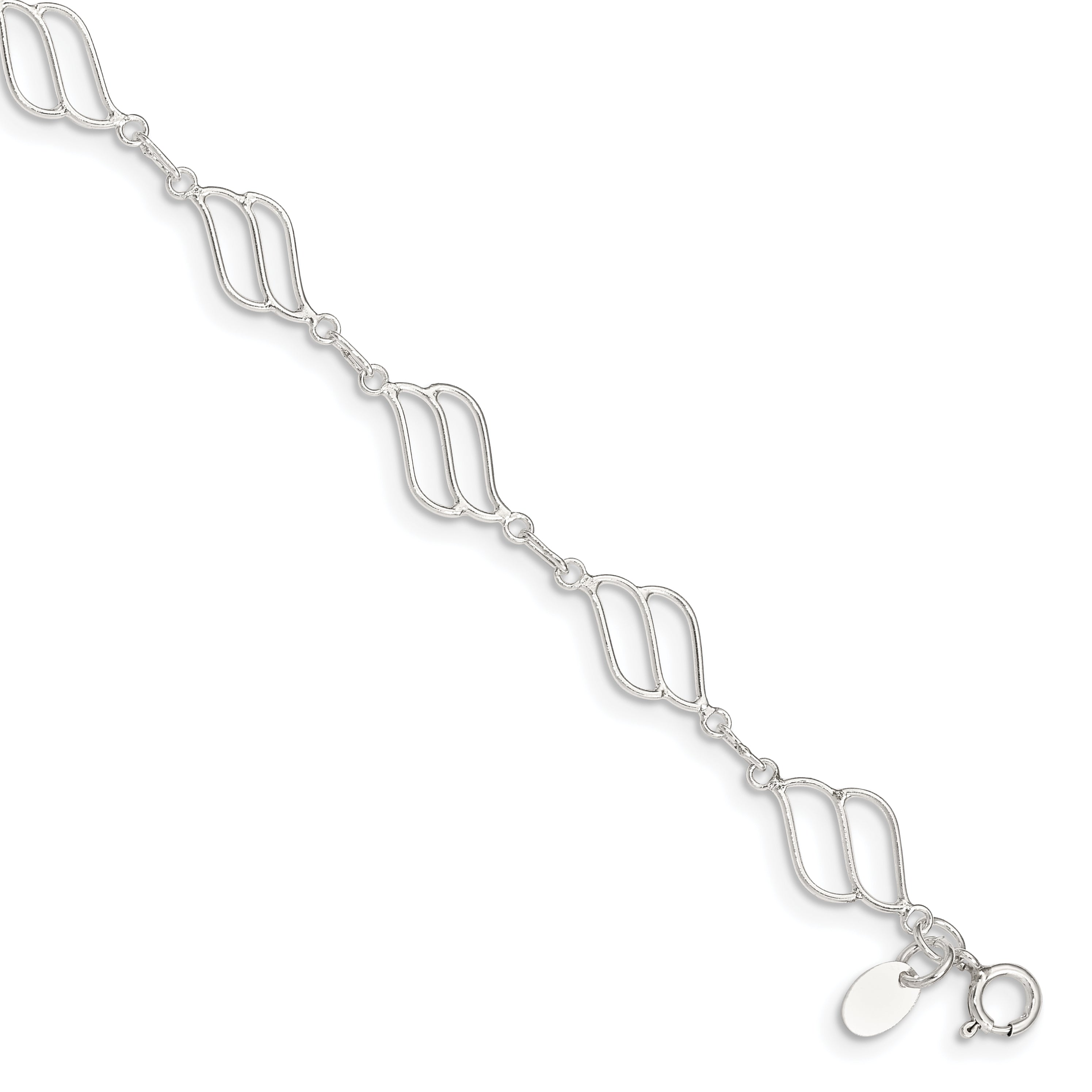 Sterling Silver 10Inch Fancy Polished Anklet