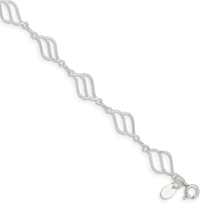 Sterling Silver 10Inch Fancy Polished Anklet