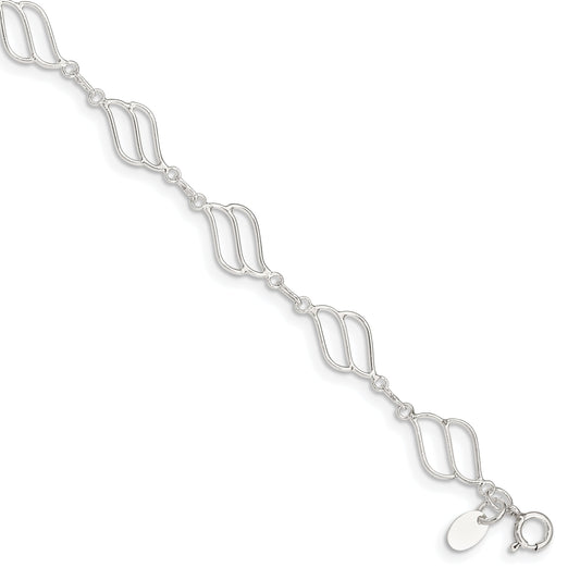Sterling Silver 10Inch Fancy Polished Anklet