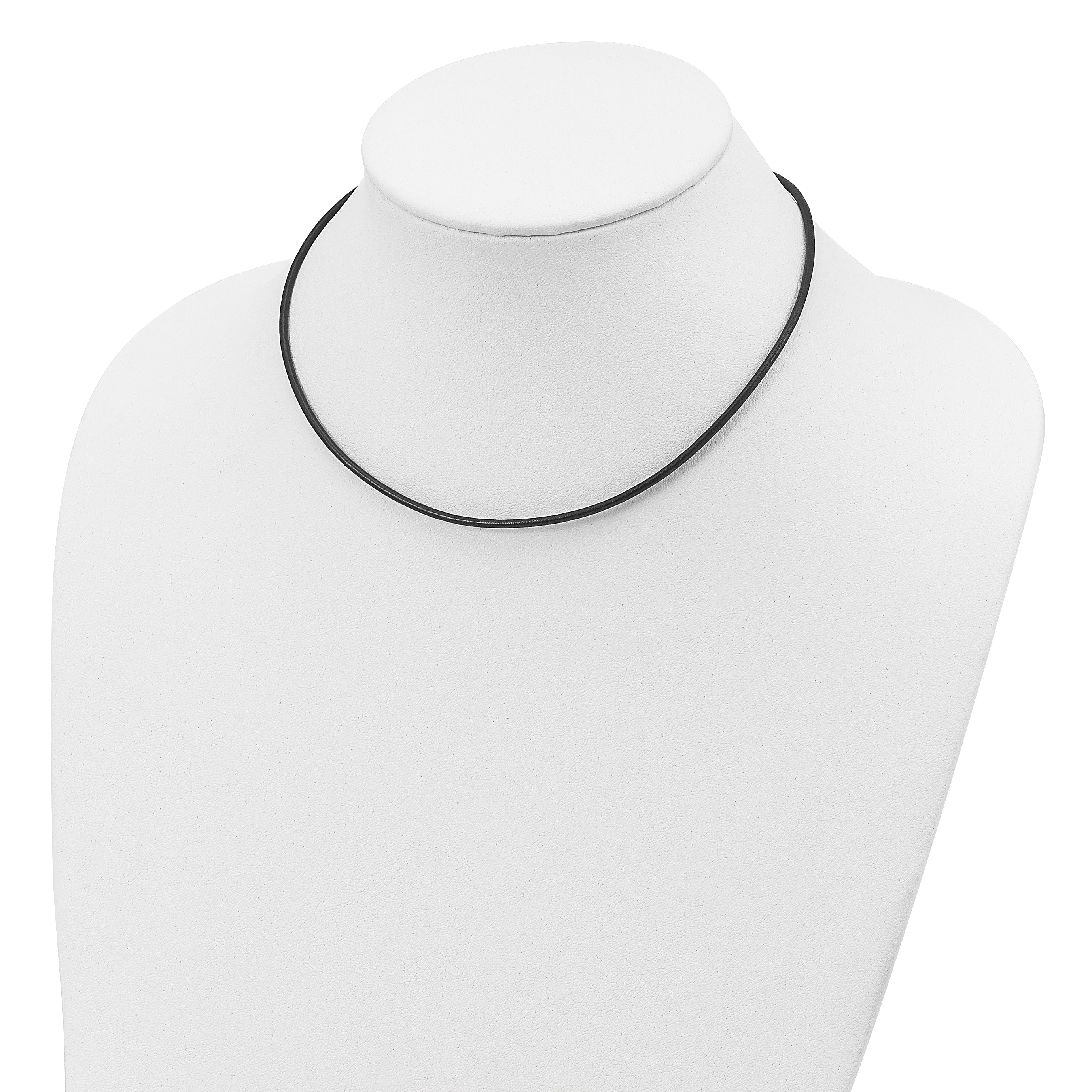 Sterling Silver 20Inch 2mm Black Leather Cord Necklace