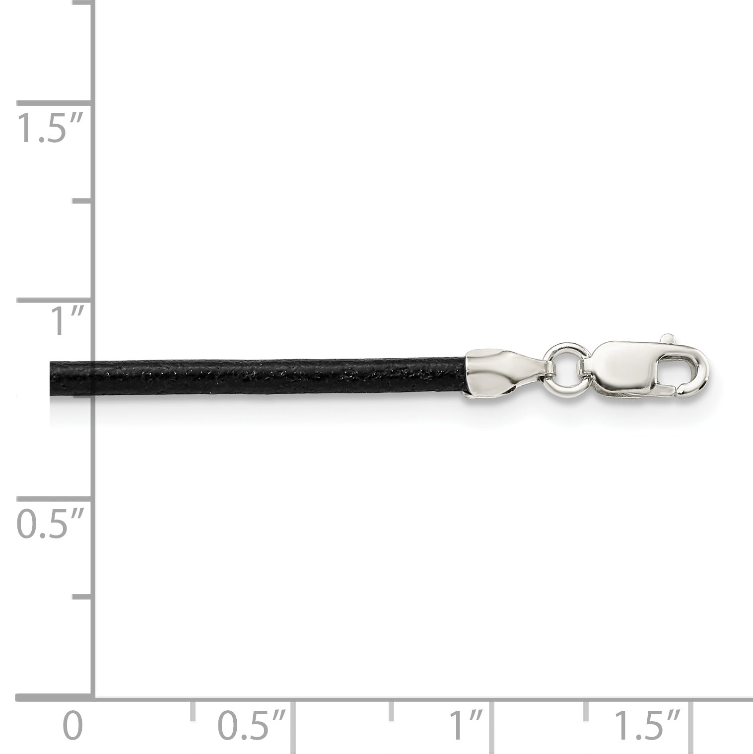 Sterling Silver 20Inch 2mm Black Leather Cord Necklace