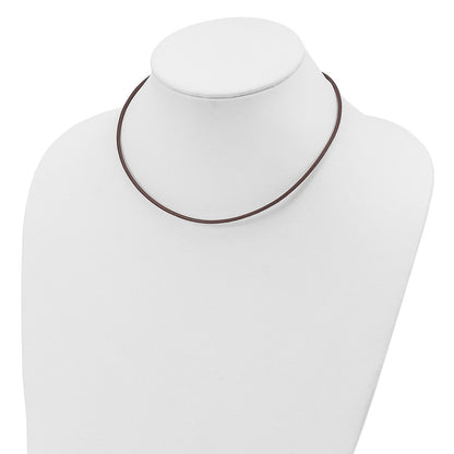 Sterling Silver 18Inch 2mm Brown Leather Cord Necklace