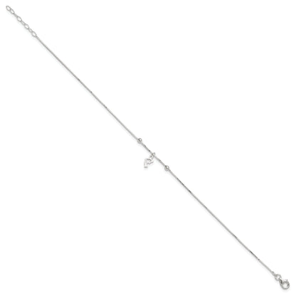 9 Inch Sterling Silver Box Chain 9In Plus 1In Dolphin Anklet