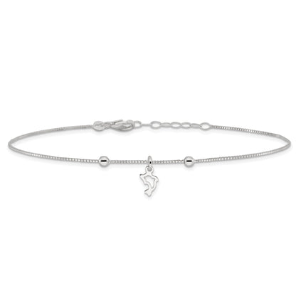 9 Inch Sterling Silver Box Chain 9In Plus 1In Dolphin Anklet