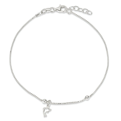 9 Inch Sterling Silver Box Chain 9In Plus 1In Dolphin Anklet