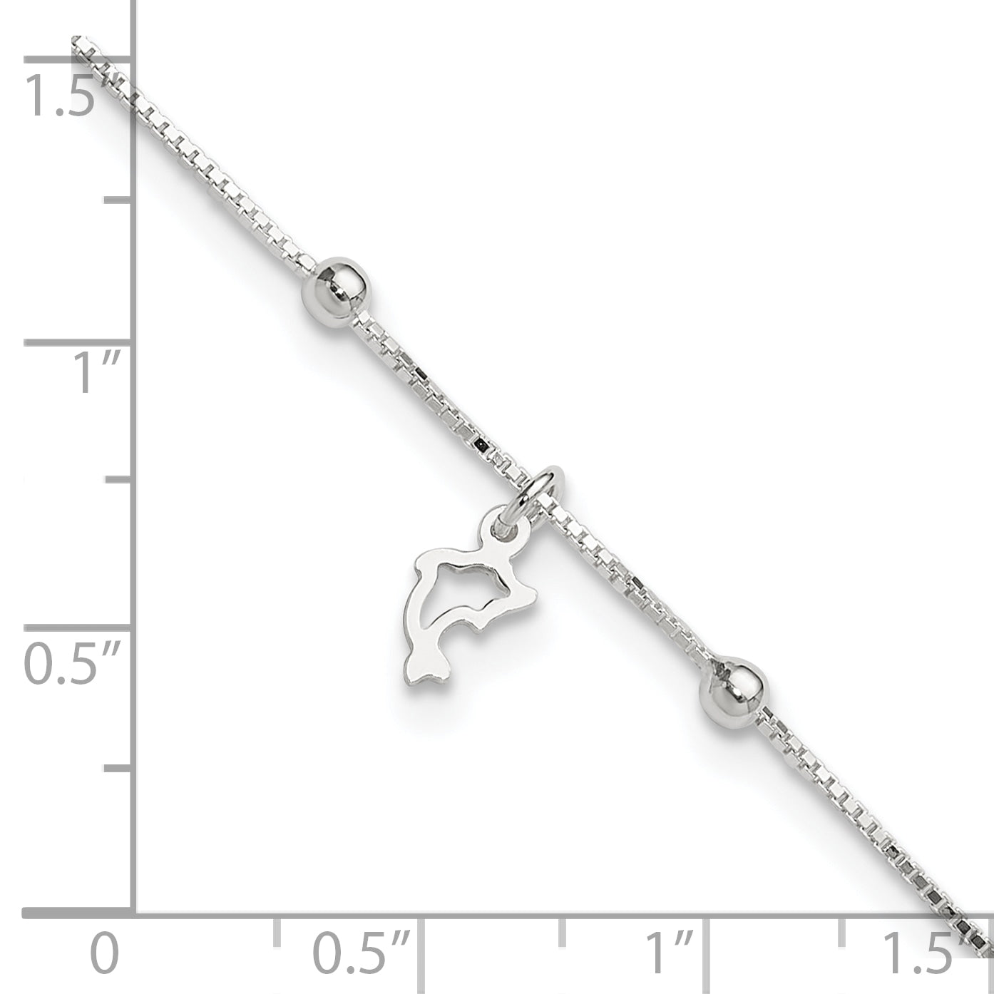 9 Inch Sterling Silver Box Chain 9In Plus 1In Dolphin Anklet