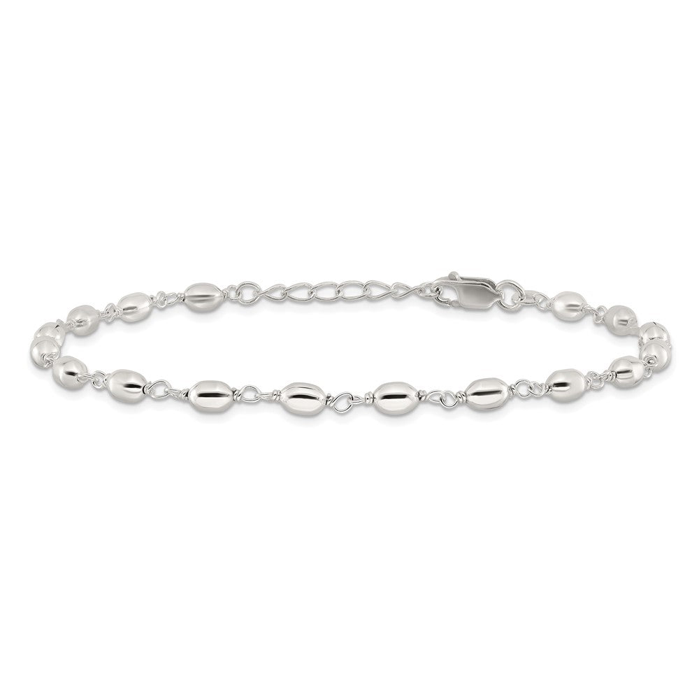 Sterling Silver Fancy Bead Anklet