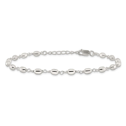 Sterling Silver Fancy Bead Anklet