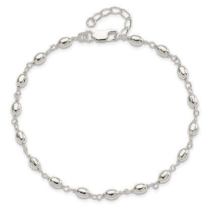 Sterling Silver Fancy Bead Anklet