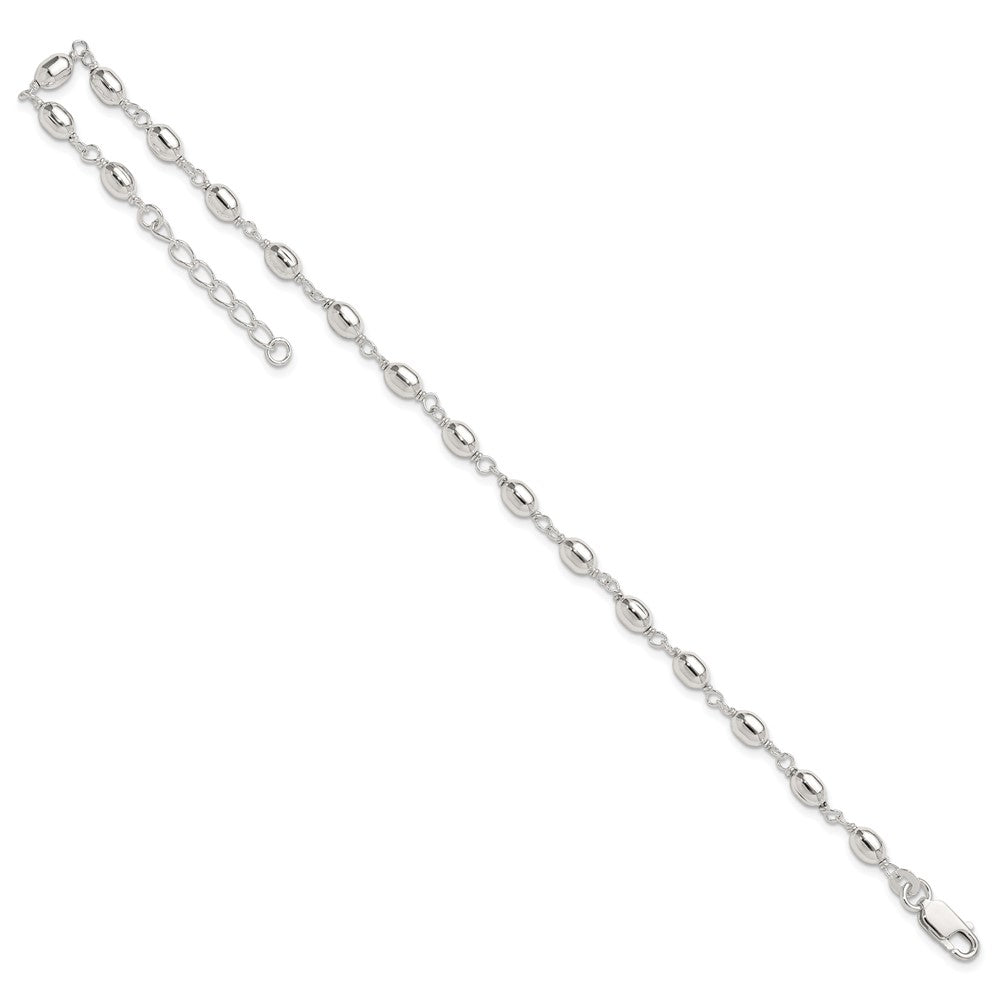 Sterling Silver Fancy Bead Anklet