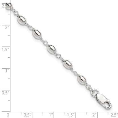 Sterling Silver Fancy Bead Anklet