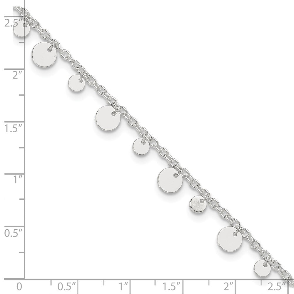 Sterling Silver Dangling Circle 9In Plus 1 In Ext Anklet